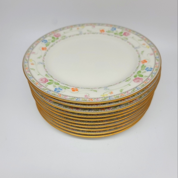 Vintage Nortaki 5-Salad Plates 7213 Ivory China Finale 8 3/8" Gold Rim - Picture 4 of 10
